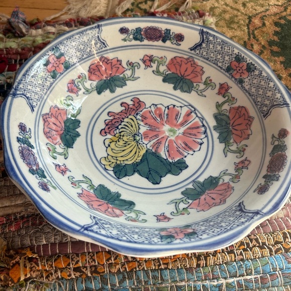 Floral Asian Ceramic Decorative Plate 10" - Picture 15 of 16